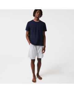 Short-Sleeve Pyjama T-Shirt With Three-Tone Round Neck