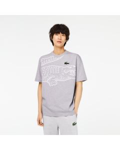 Men's Lacoste Round Neck Loose Fit Crocodile Print T-Shirt