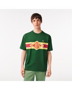 Men's Lacoste Round Neck Loose Fit Printed T-Shirt