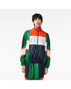 Zipped Colourblock Mixed Material Jacket