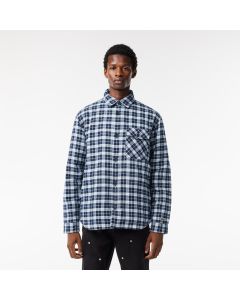 Checked Overshirt with Contrast Quilting