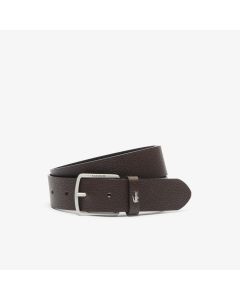 Grained Leather Croc Accent Belt