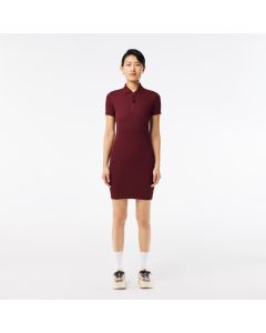 Zip Neck Rib Knit Polo Dress