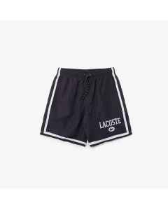 Long Lacoste Print Swim Trunks