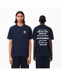 Cotton Piqué Effect Slogan Back T-Shirt