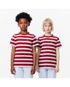 Kids’ Lacoste Stripe Print Cotton Jersey T-Shirt