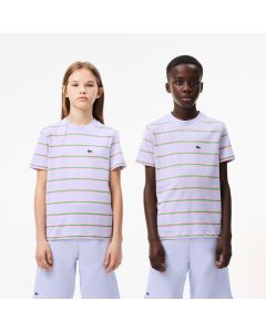 Kids’ Lacoste Stripe Print Cotton Jersey T-Shirt