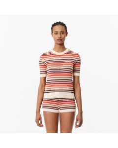 Short Sleeved Striped Cotton Sweater