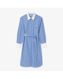 Long Sleeved Striped Cotton Poplin Dress