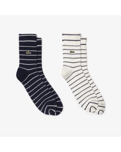 2-Pack Short Striped Cotton Socks