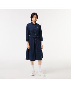 3/4 Sleeve Cotton Piqué Polo Dress