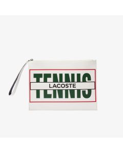 Tennis Print Coated Canvas Clutch