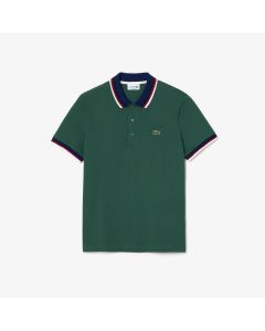 Contrast Collar and Cuff Stretch Polo Shirt