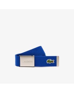 เข็มขัดผ้า หัวเข็มขัดสลักคำว่า Lacoste สำหรับคุณผู้ชาย