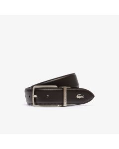 Men’s Lacoste Engraved Buckle Reversible Piqué Leather Belt